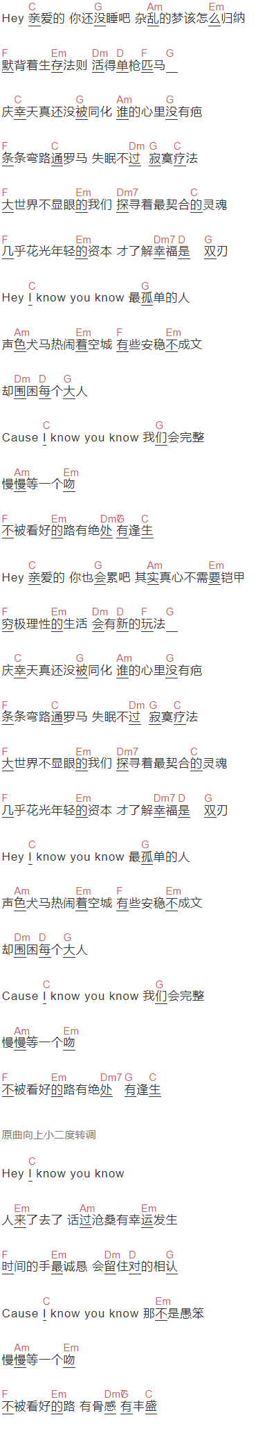 于文文《黑马》吉他谱C调和弦谱(txt)1