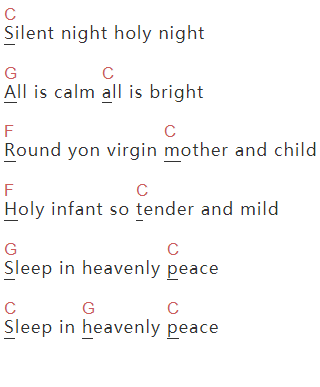圣诞歌曲《Silent Night》吉他谱C调和弦谱(txt)1