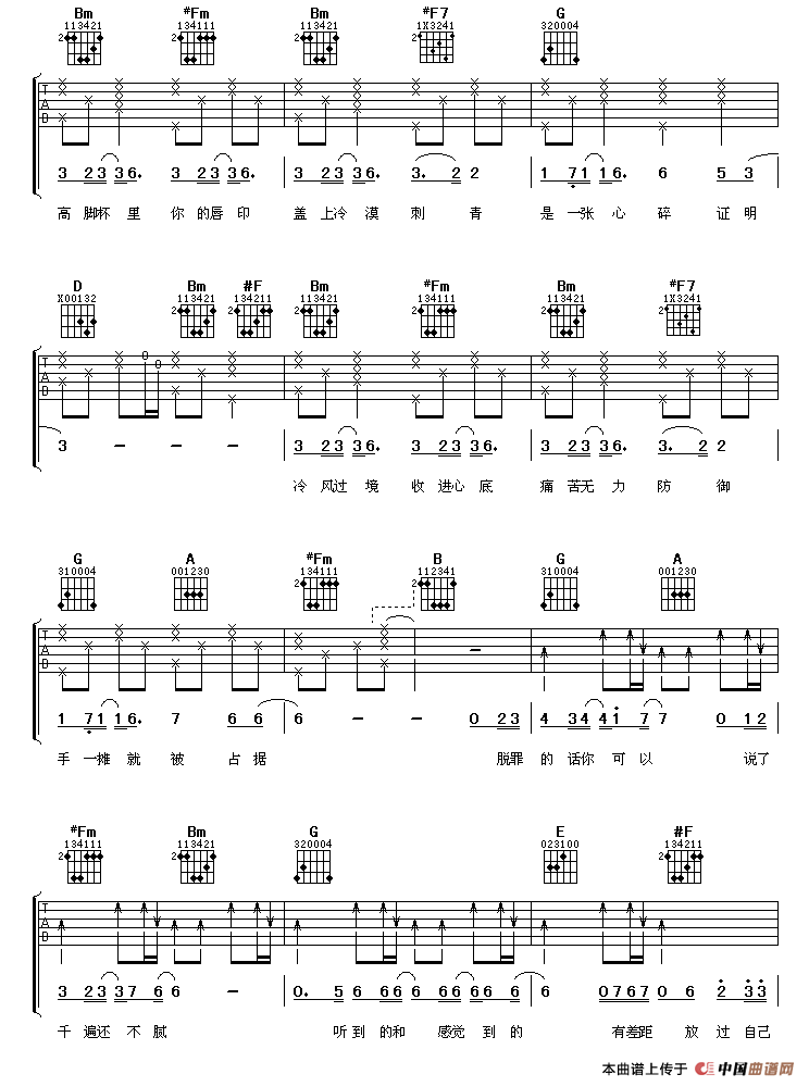 张信哲《逃生》吉他谱D调六线谱(图)1