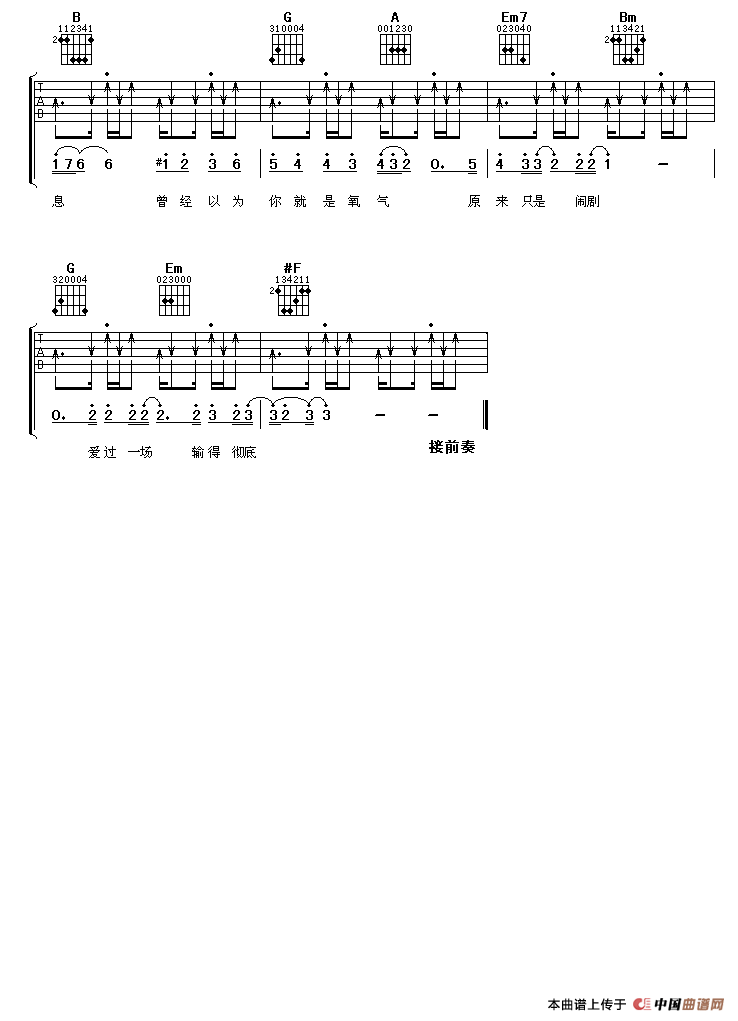 张信哲《逃生》吉他谱D调六线谱(图)1