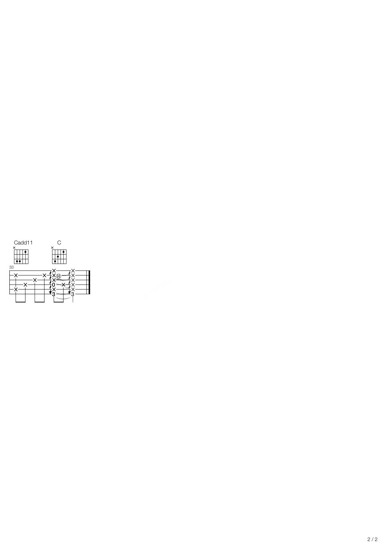 袁泉《木槿花》吉他谱C调六线谱(图)1