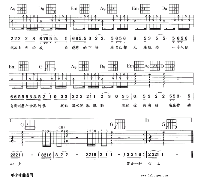 阿杜《无法阻挡》吉他谱B调六线谱(图)1