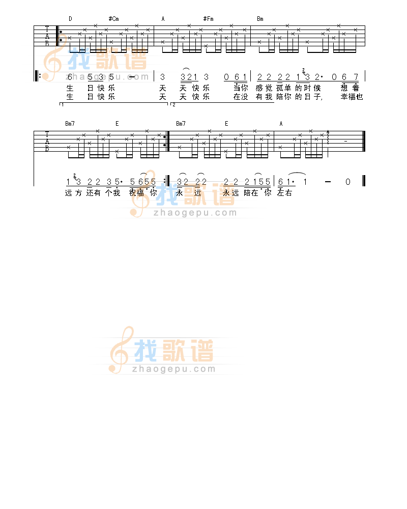 林锋《新生日快乐》吉他谱A调六线谱(图)1