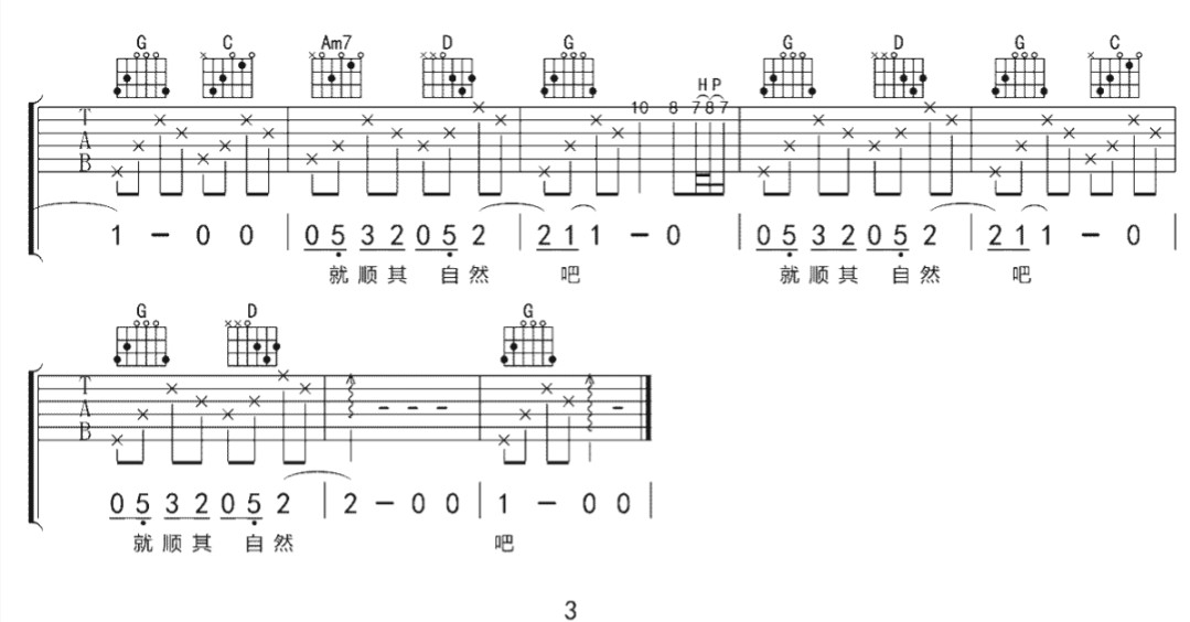 《想你时你在世界的每个角落》吉他谱C调六线谱(图)1