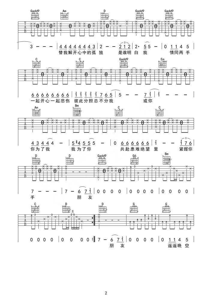 谭咏麟《龙兄虎弟》吉他谱C调六线谱(图)1