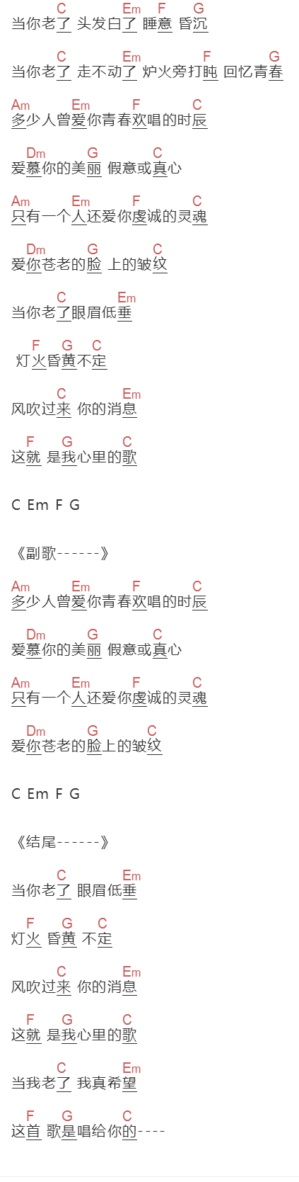 《中国好声音》吉他谱C调和弦谱(txt)1