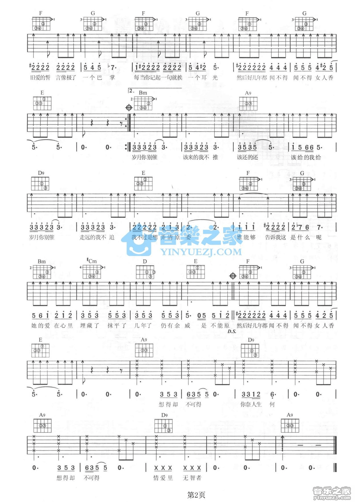 《给自已的歌》吉他谱C调六线谱(图)1