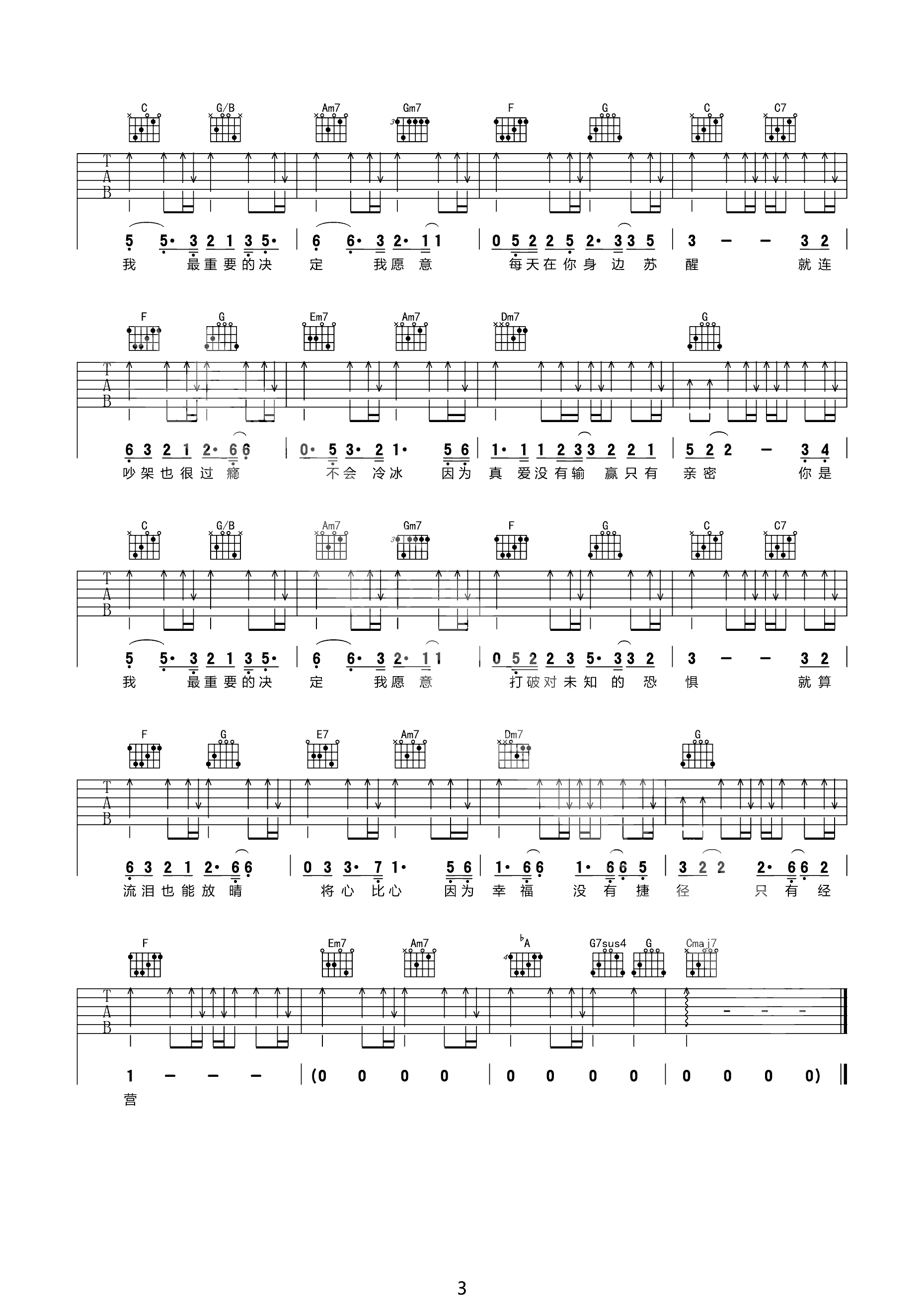 周杰伦《稻香》超简单版吉他谱C调六线PDF谱吉他谱-虫虫吉他谱免费下载