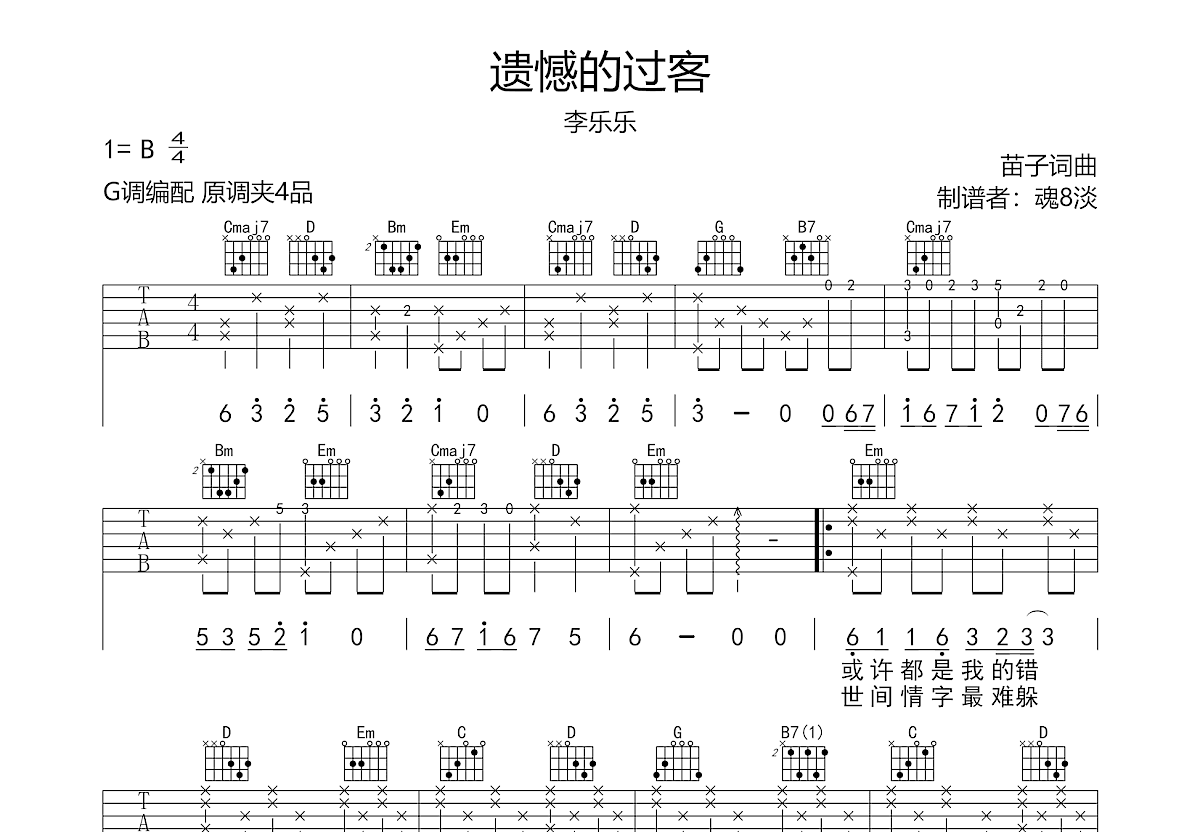热雪 - 魏晨 - 吉他谱(午夜编配) - 嗨吉他