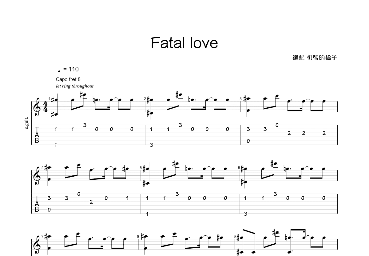Fatal Love吉他谱C调