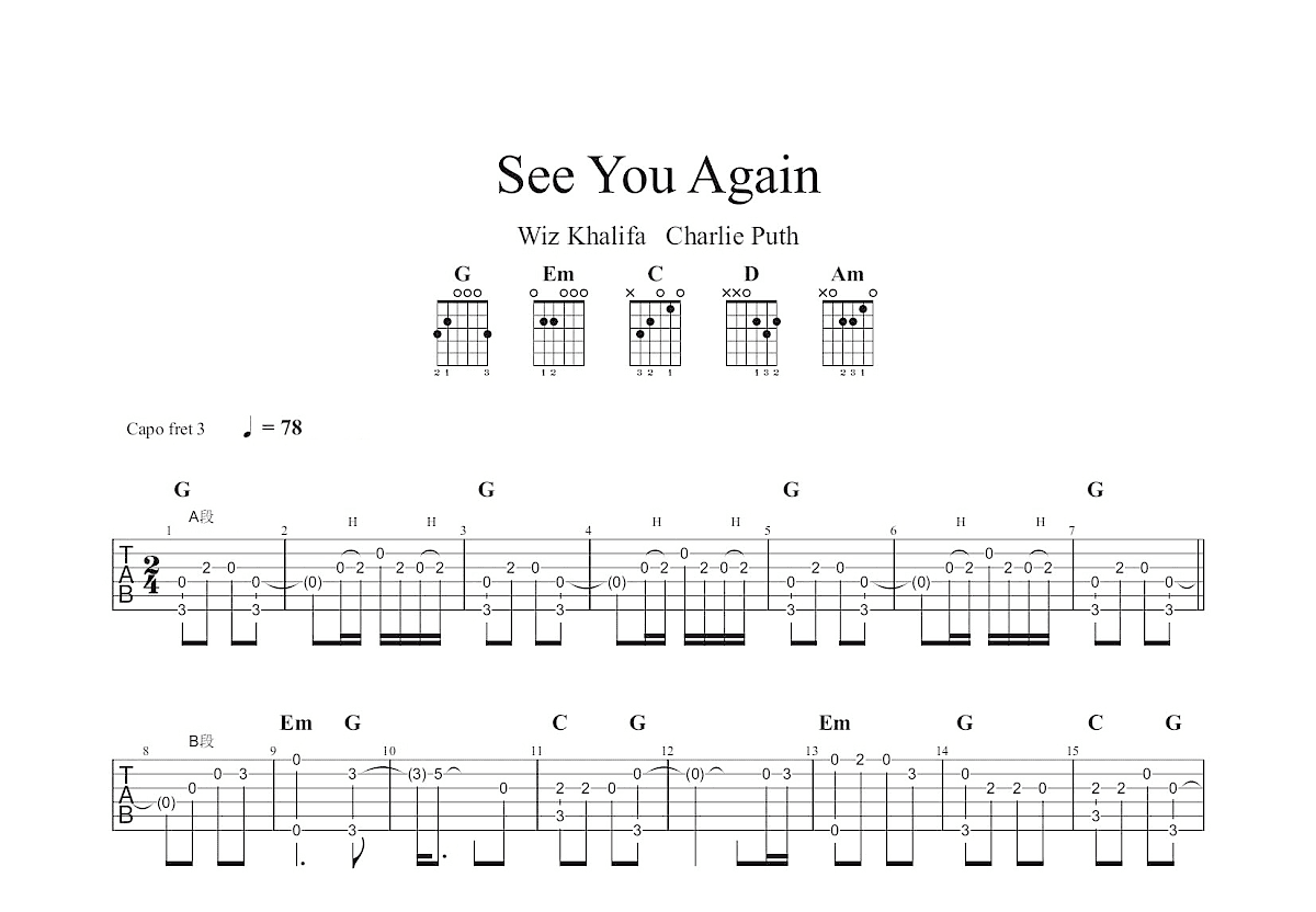 《May I See U Again,钢琴谱》栀hen（五线谱 钢琴曲 指法）-弹吧|蛐蛐钢琴网