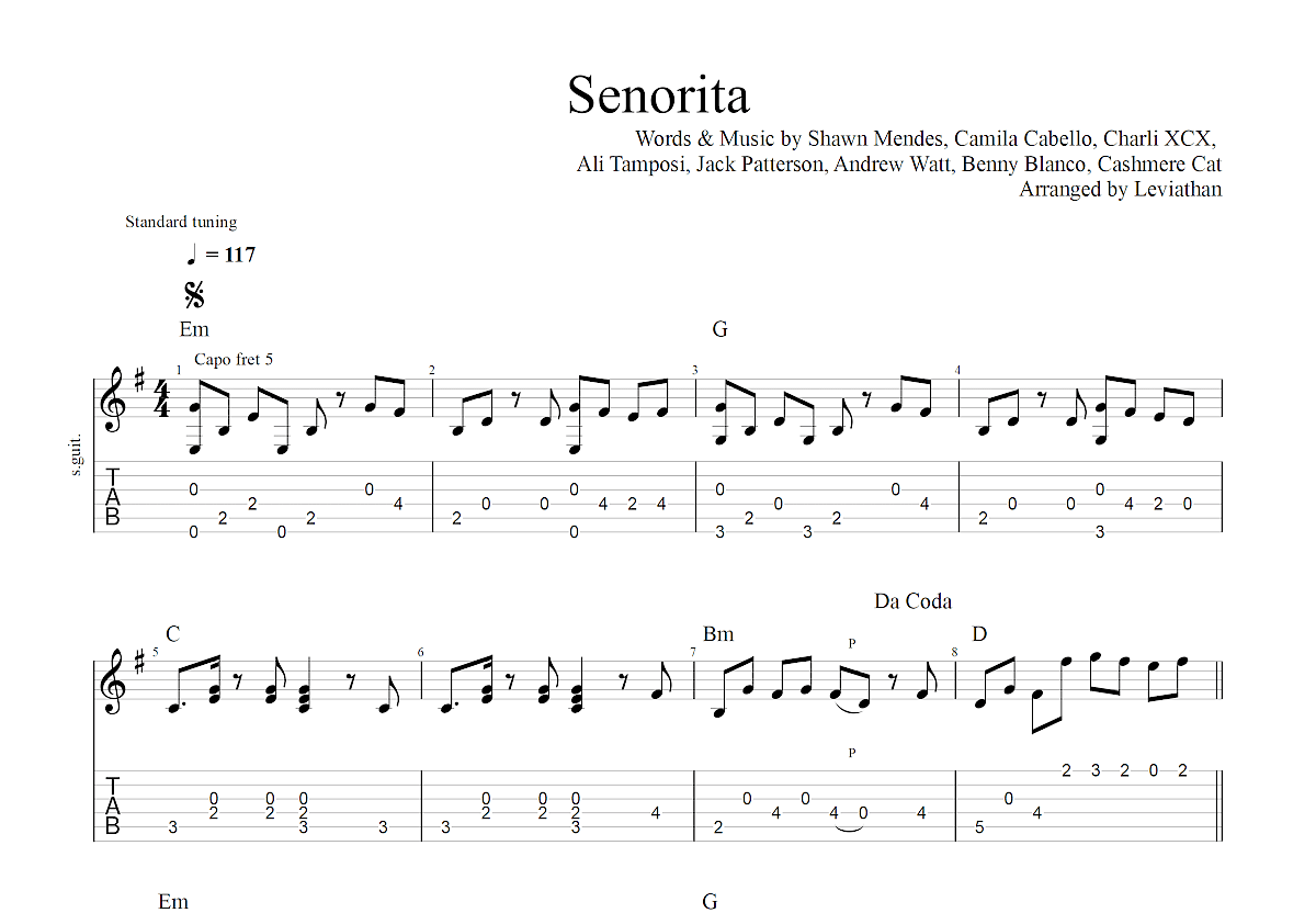 Senorita吉他谱C调