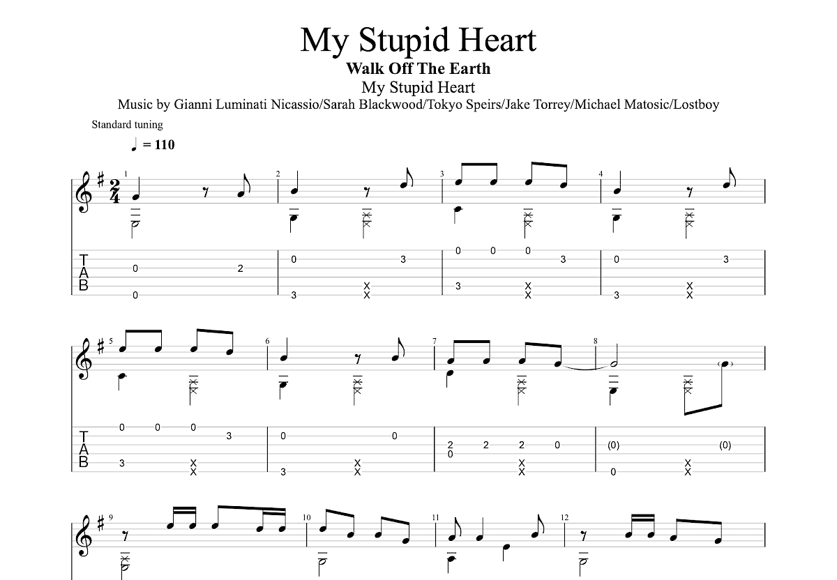 My Stupid Heart吉他谱C调